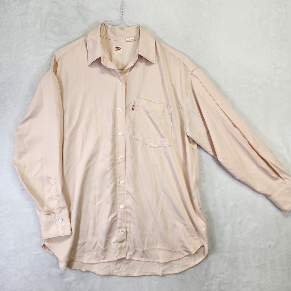 Levis Womens Long Sleeve Button Down Shirt Peach Blush Oversized Small S